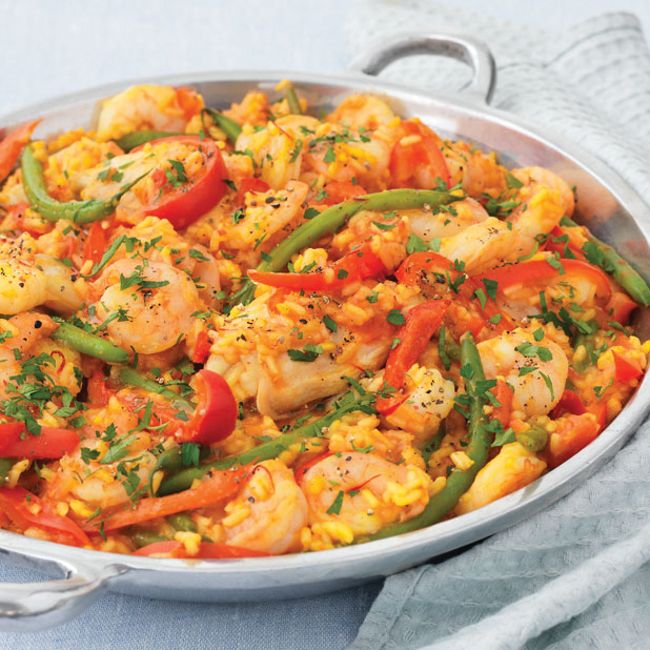 Chicken & Prawn Paella With Red Capsicum
