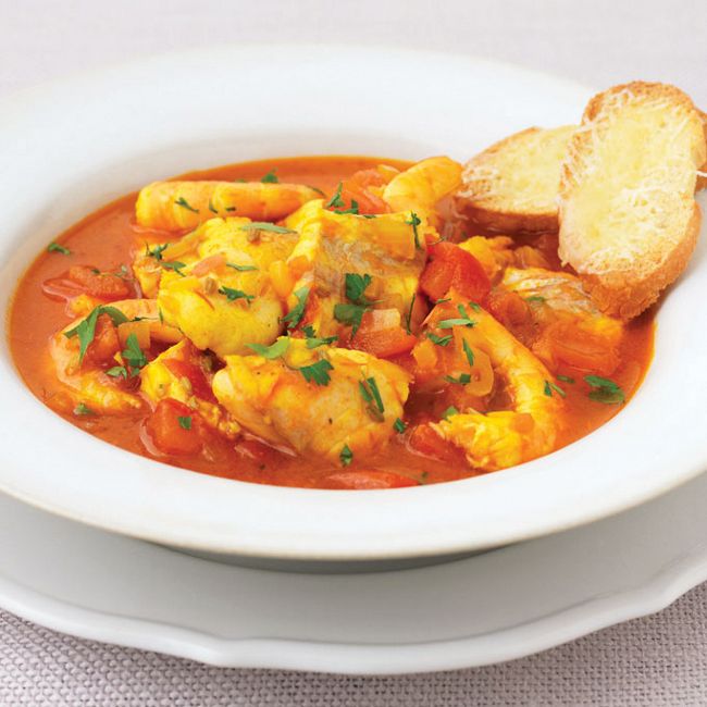 Mixed Fish Stew With Croutons