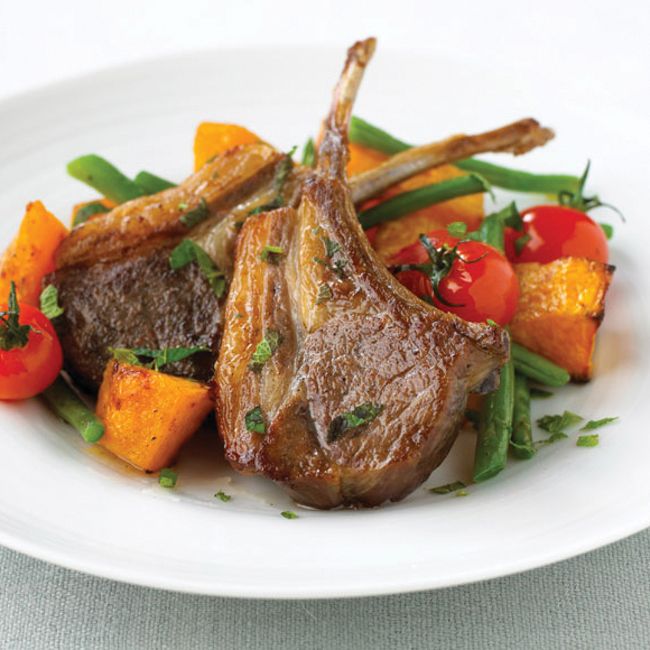 Lamb Cutlets With Butternut Squash, Beans And Mint