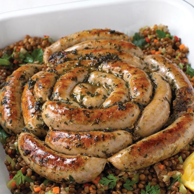 Chargrilled Sicilian Sausages With Lentil Salad