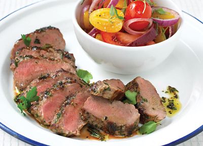 Lamb Fillet With Tomato & Basil Salad