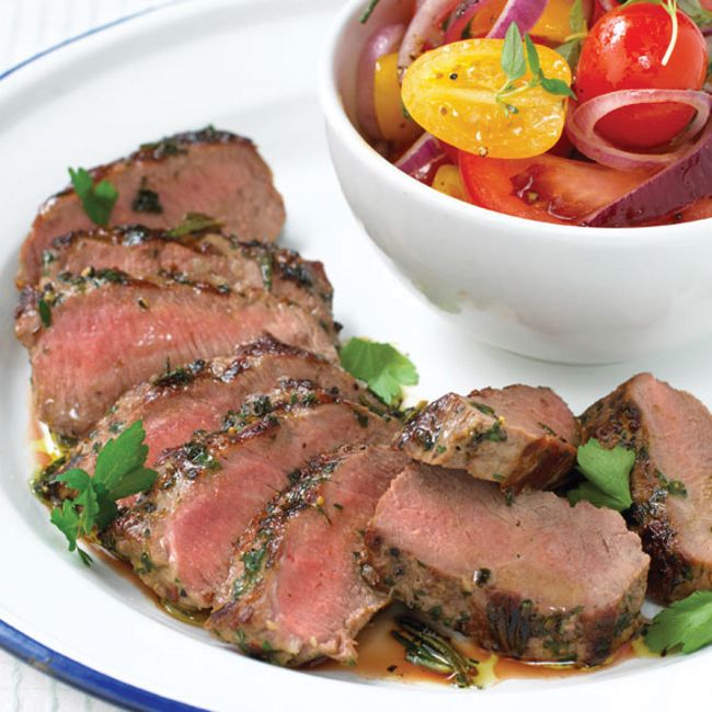 Lamb Fillet With Tomato & Basil Salad