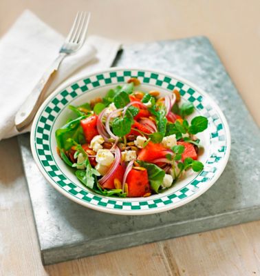 Watermelon Salad With Feta & Pumpkin Seeds