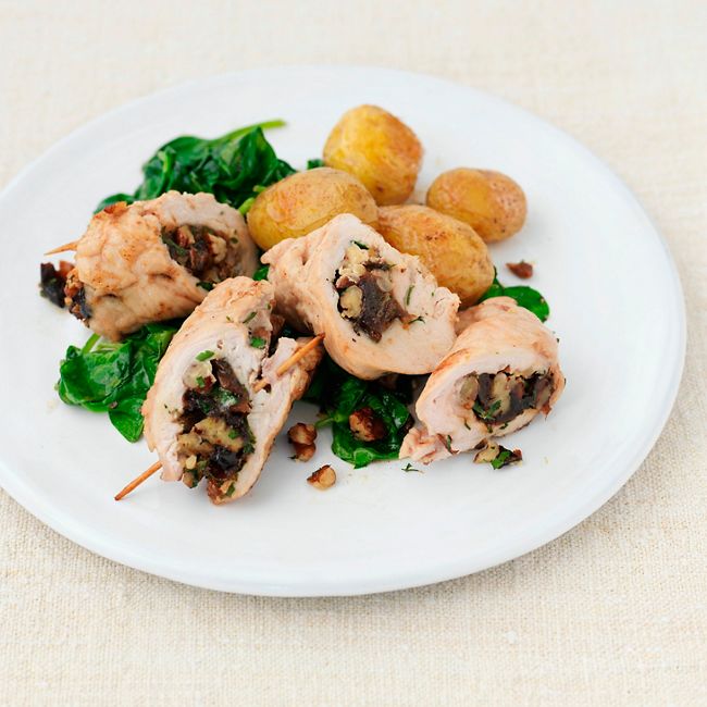 Turkey Escalopes Stuffed With Prunes & Pecans