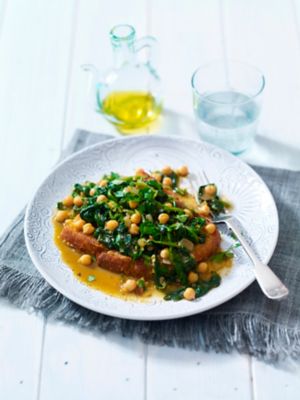 Roasted Chickpeas With Spinach