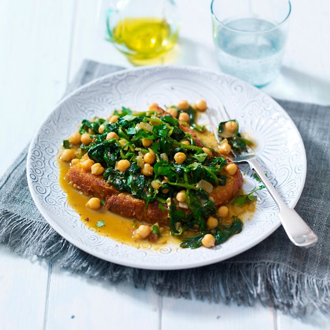 Roasted Chickpeas With Spinach