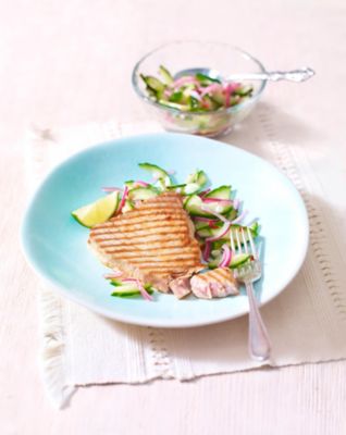 Tuna Steaks With Onion & Cucumber Relish