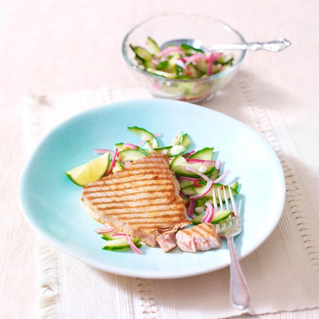 Tuna Steaks With Onion & Cucumber Relish