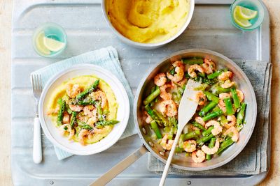 Prawn & Asparagus Stir-fry With Polenta