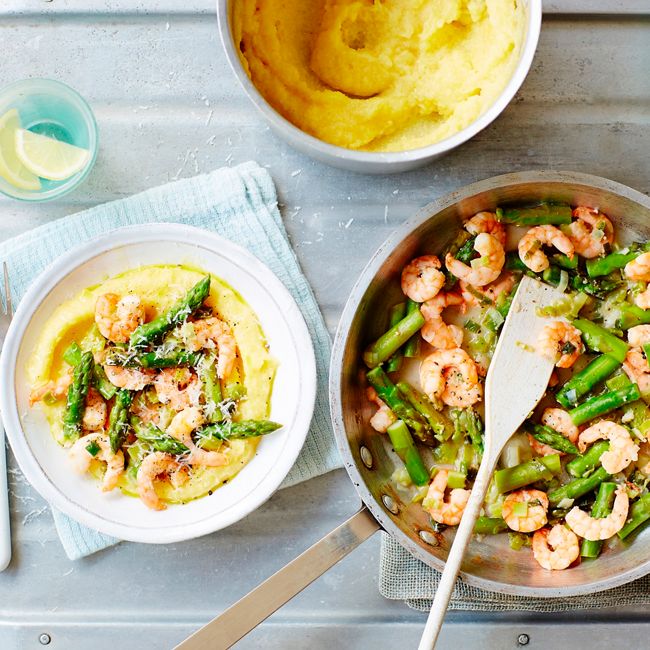 Prawn & Asparagus Stir-fry With Polenta
