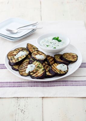 Barbecued Aubergine With Garlicky Yogurt