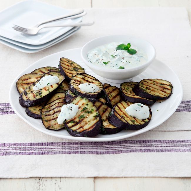 Barbecued Aubergine With Garlicky Yogurt