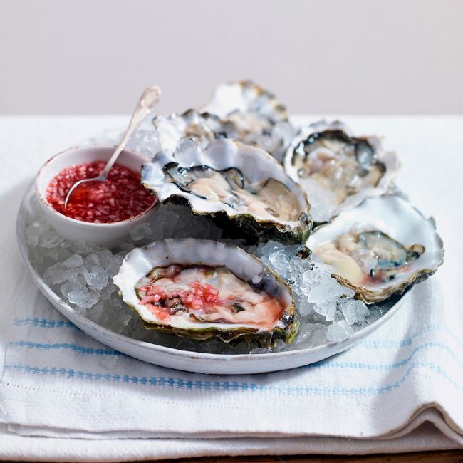 Oysters With Shallot & Vinegar Dressing