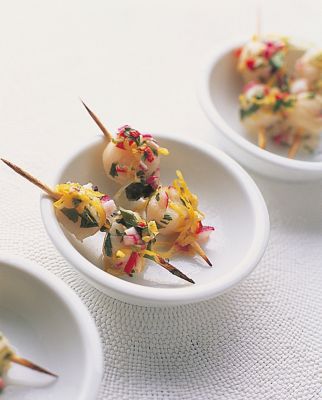 Grapefruit Scallop Ceviche Skewers