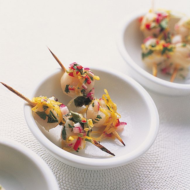 Grapefruit Scallop Ceviche Skewers