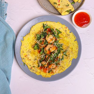 Coriander & Chilli Prawn Egg Wraps