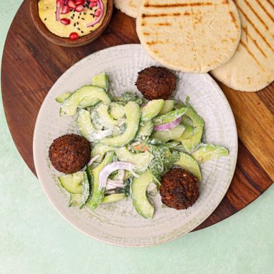 Creamy Cucumber & Falafel Salad