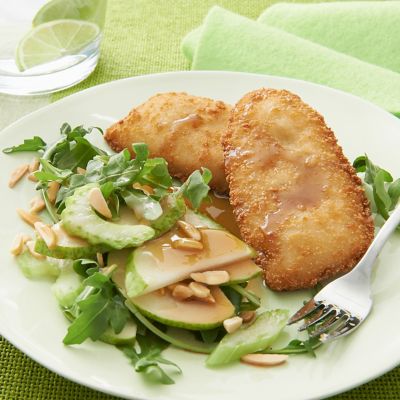 Crispy Crumbed Fish With Pear Salad