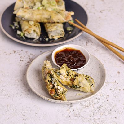 Curried Tofu & Kale Spring Rolls