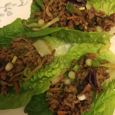 Moo Shu Pork in lettuce wraps