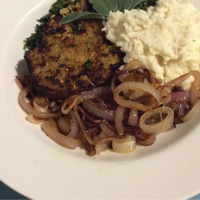 Pistachio and Lemon Crusted Pork Scotch for 1