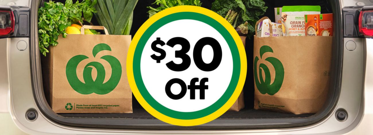 $30 off your first online shop this easter for Delivery, Pick up & Direct to boot