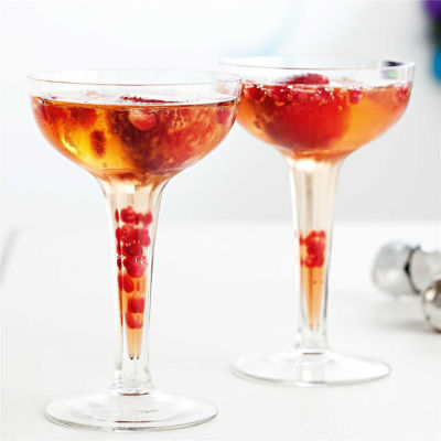 Sparkling Cocktail With Iced Strawberries