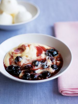 Caramelized Blueberry Custards