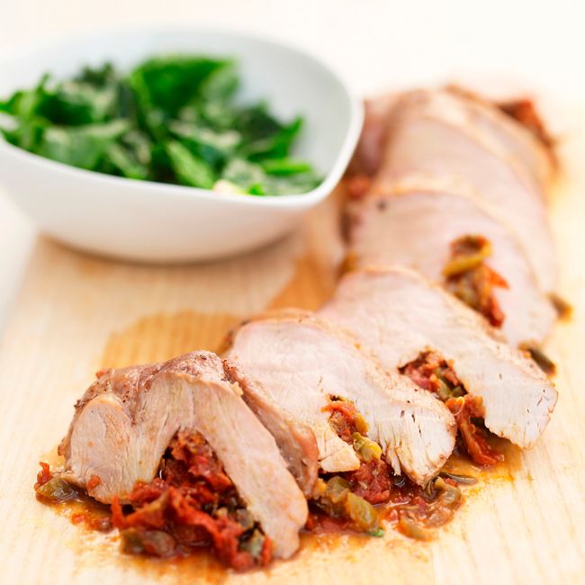 Pork Tenderloin Stuffed With Chillies & Tomatoes