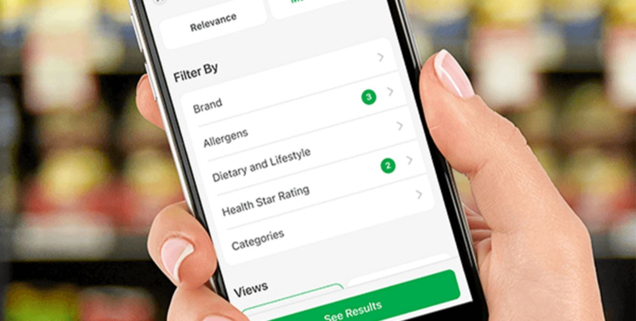 Woolworths Health Star Rating filter 