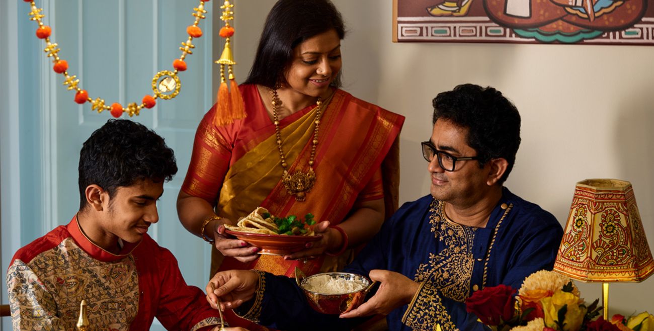 Family celebrating Diwali