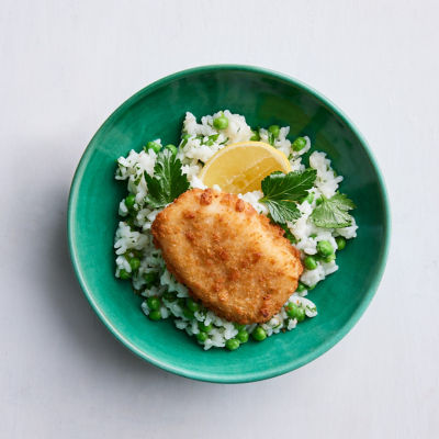 Easy Crumbed Fish with Lemon & Herb Risotto