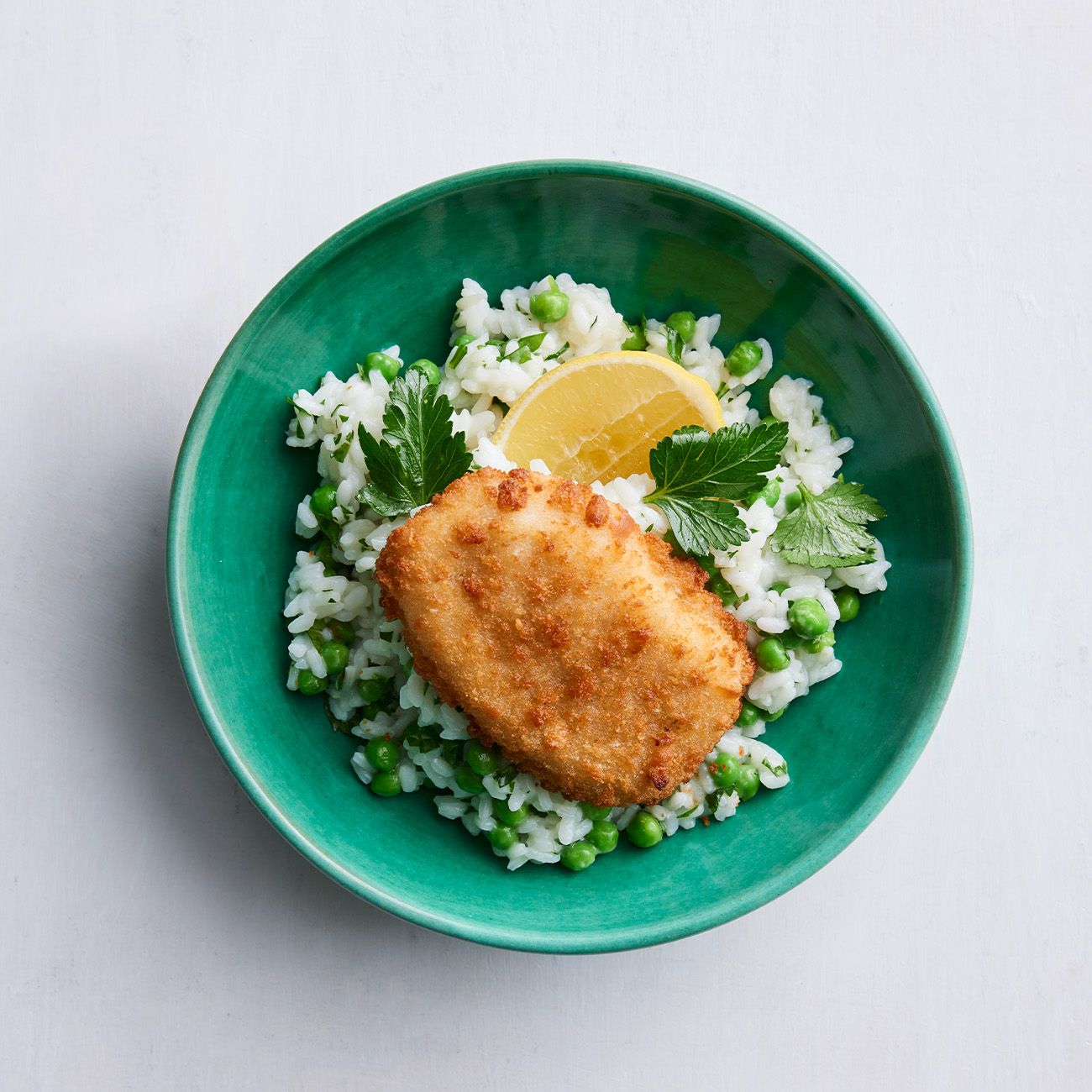 Easy Crumbed Fish with Lemon & Herb Risotto Recipe | Woolworths
