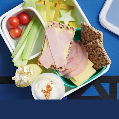 Crackers With Ham & Cheese + Fruity Lollipops