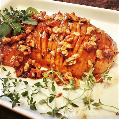 Maple Walnut Hasselback Pumpkin