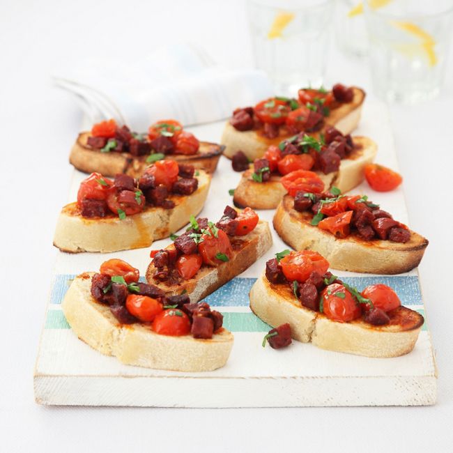 Spicy Chorizo & Cherry Tomato Bruschetta