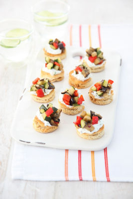 Mini Naan Toasts With Roasted Vegetables & Goat's Cheese