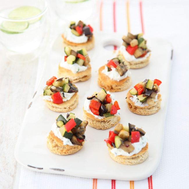 Mini Naan Toasts With Roasted Vegetables & Goat’s Cheese