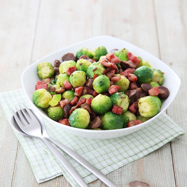 Brussels Sprouts With Pancetta & Chestnuts