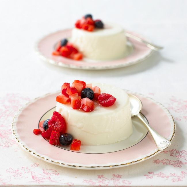 Panna Cotta with Fresh Fruit Salad