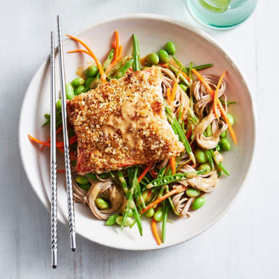 Miso & Panko-crumbed Salmon with Soba Noodles