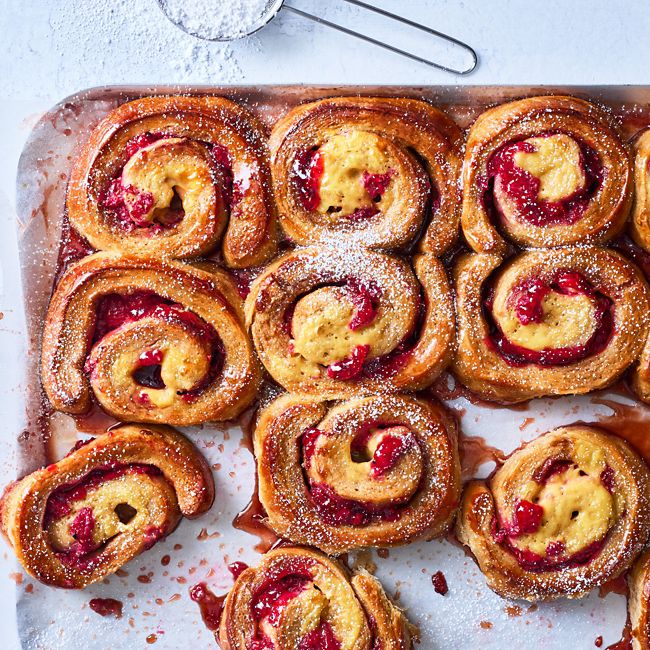 Raspberry Custard Buns