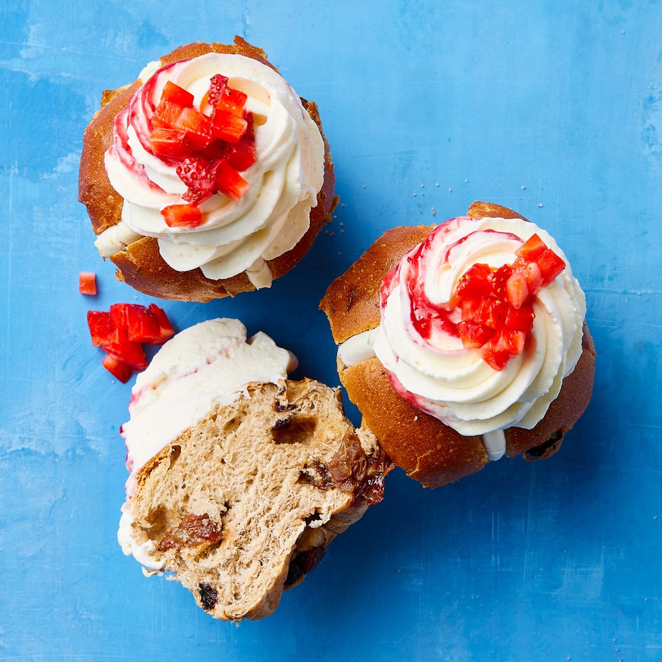 Berry and Cream Hot Cross Muffins
