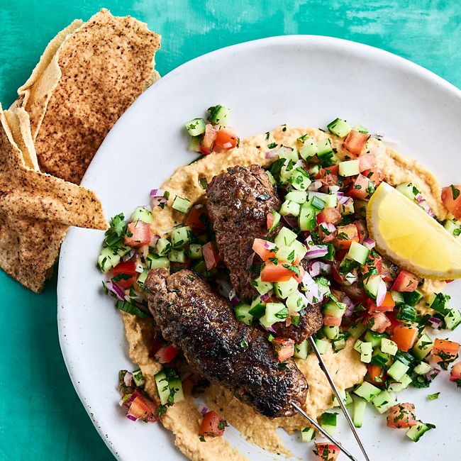 Healthier Beef Kofta with Spiced Hummus