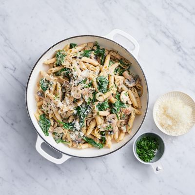 Healthier Creamy Mushroom Pasta