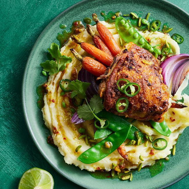 Garlic & Turmeric Roast Chicken with Coconut Mash