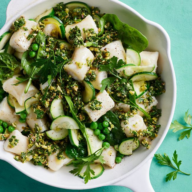 Healthier Gnocchi with Pistachio Gremolata