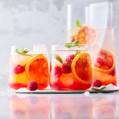 Spritz with Raspberry Syrup & Mint