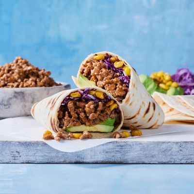 Beef Burritos with Cabbage, Avocado & Charred Corn
