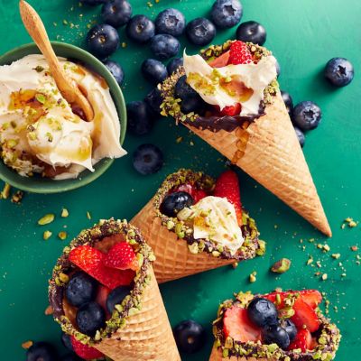 Mixed Berry & Cinnamon-maple Cream Waffle Cones
